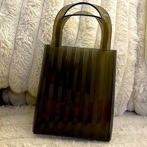 Gray translucent pleated tote!